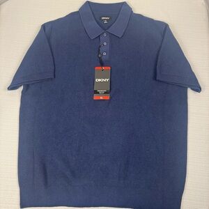 DKNY Men's Blue Polo Sweater